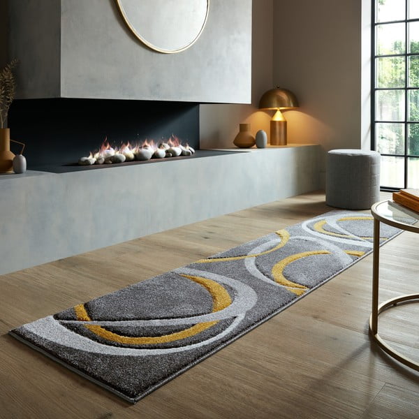 Oker žuta/siva staza 60x230 cm Elude Orb – Flair Rugs-image-1