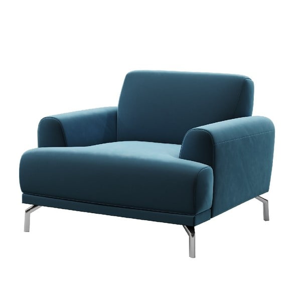 Plava baršunasta fotelja MESONICA Puzo-image-2