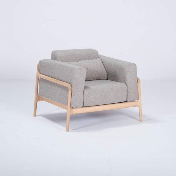 Fotelja od hrasta sa sivim tekstilnim sjedalom Gazzda Fawn-image-2