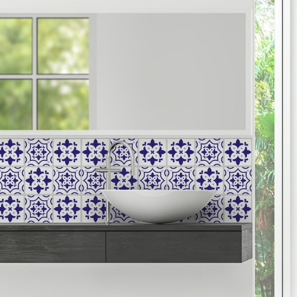 Set od 9 zidnih naljepnica Ambiance Cement Tiles Alberto, 10 x 10 cm