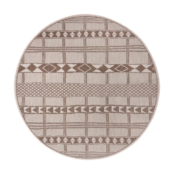Brown-Beige Vanjski tepih Ragami Madrid, Ø 120 cm