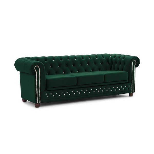 Zelena baršunasti sklopiva sofa 203 cm York Blik – Ropez