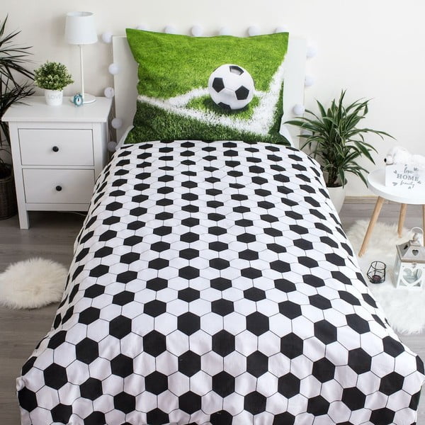 Zelena pamučna dječja posteljina za krevet za jednu osobu 140x200 cm Football – Jerry Fabrics-image-2