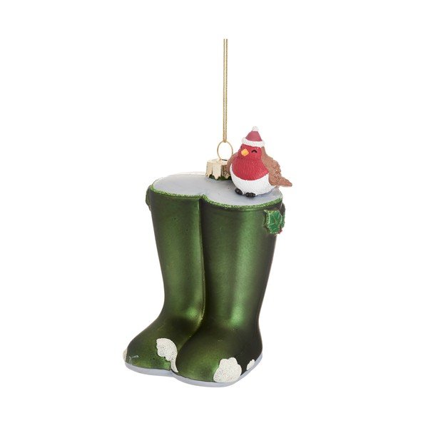 Stakleni ukas za božićno drvce 12 cm Christmas Wellies – Sass & Belle