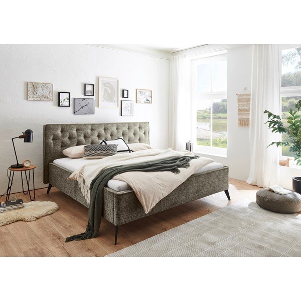 Tamno zeleni tapecirani bračni krevet bez podnice 180x200 cm Alicante – Meise Möbel-image-1