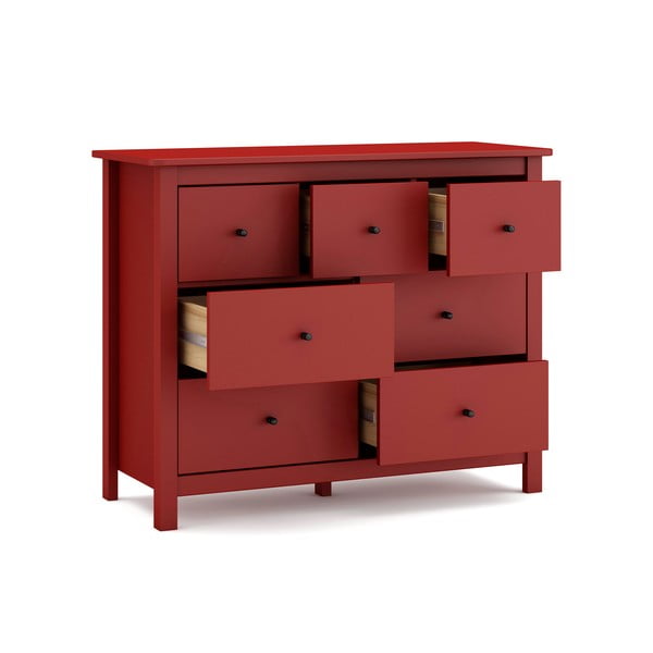 Crvena niska komoda od borovine 110x80 cm Misti - Marckeric-image-3