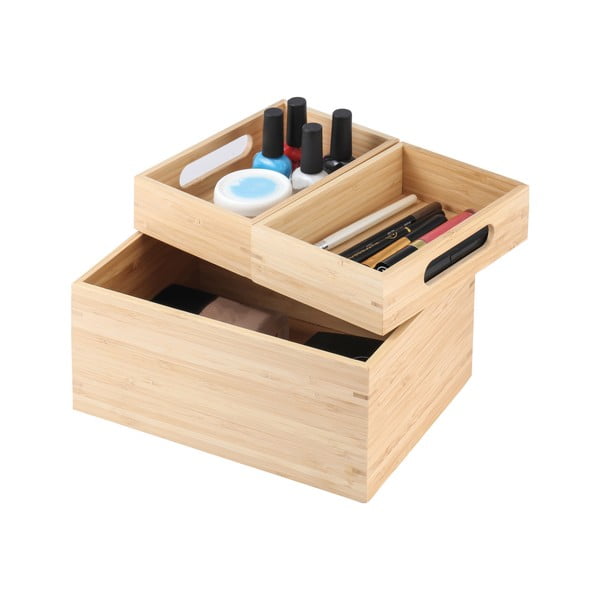 Kupaonski organizator od bambusa za kozmetiku u prirodnoj boji Isalys – MSV