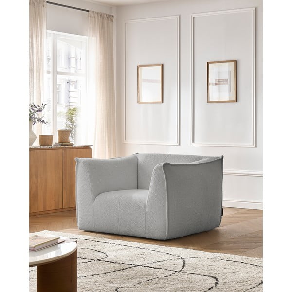 Svijetlo siva fotelja od bouclé tkanine Giorgia – Bobochic Paris-image-1