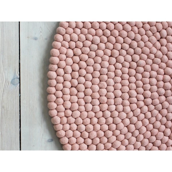 Pastelno crveni tepih od vunenih pompona Wooldot Ball Rugs, ⌀ 200 cm