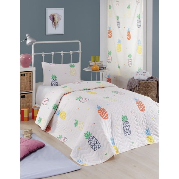 Eponj Home Joke Navlaka za prekrivač s kremom od ananasa i pamučna navlaka za jastuk, 160 x 220 cm