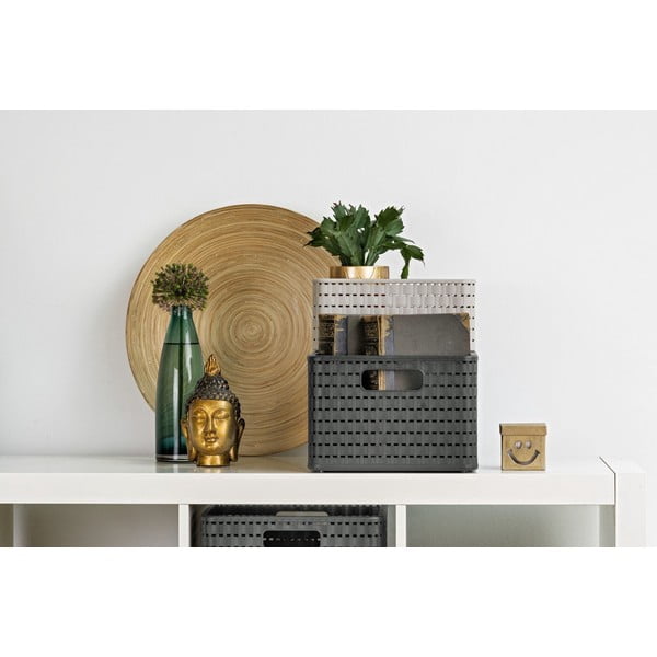 Tamno siva košara za pohranu od reciklirane plastike Country - Rotho-image-3