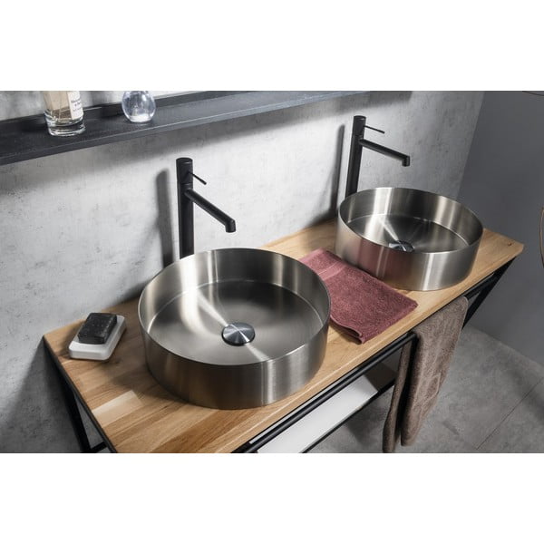 Mat crna stojeća slavina za umivaonik Solaris – Sapho-image-4