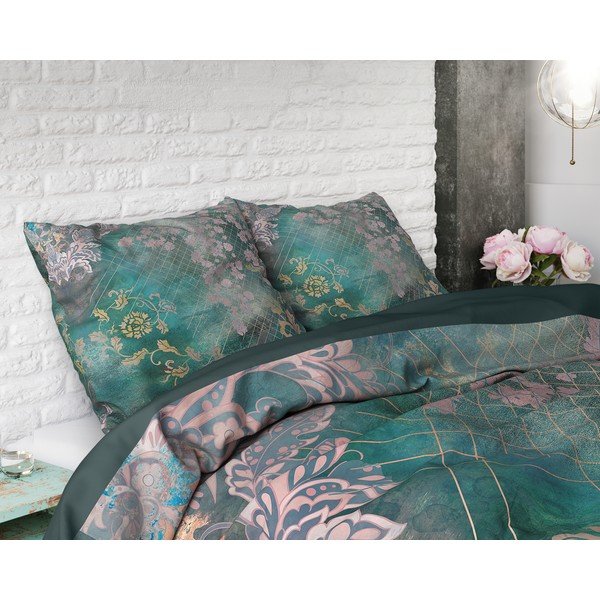Zelena pamučna posteljina Pure Cotton Tiran Flower, 140 x 200 cm-image-2