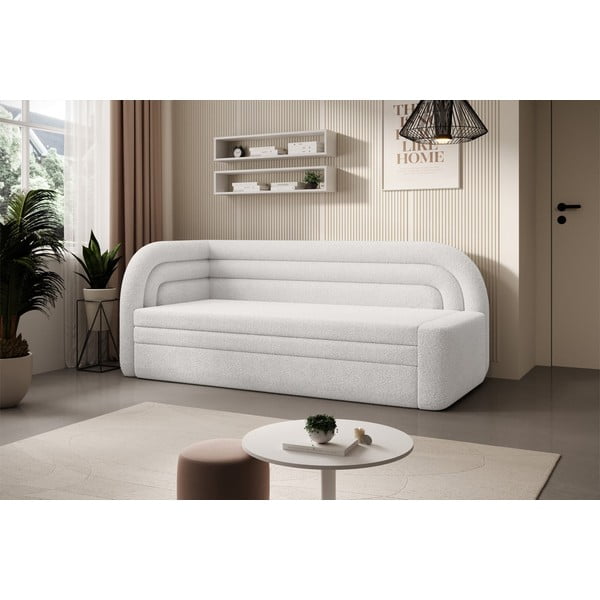 Krem sklopiva/s prostorom za odlaganje sofa od bouclé tkanine s lijevim kutom 223 cm Fabillo – ELTAP-image-3