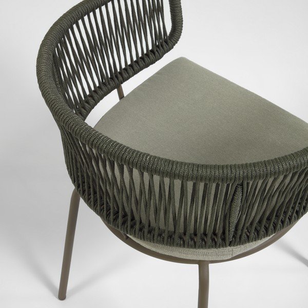 Vrtna stolica sa čeličnom konstrukcijom i zelenom špagom Kave Home Nadin-image-4