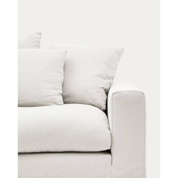 Bijela lanena sofa 240 cm Nora – Kave Home-image-4