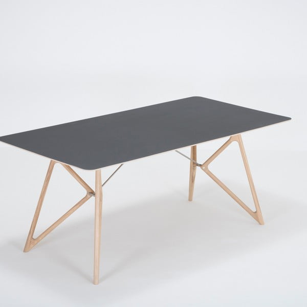 Blagovaonski stol od punog hrasta s crnom pločom Gazzda Tink, 180 x 90 cm