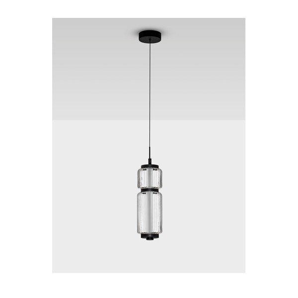 Mat crna staklena LED viseća svjetiljka ø 12 cm Liesa – Nova Luce-image-4