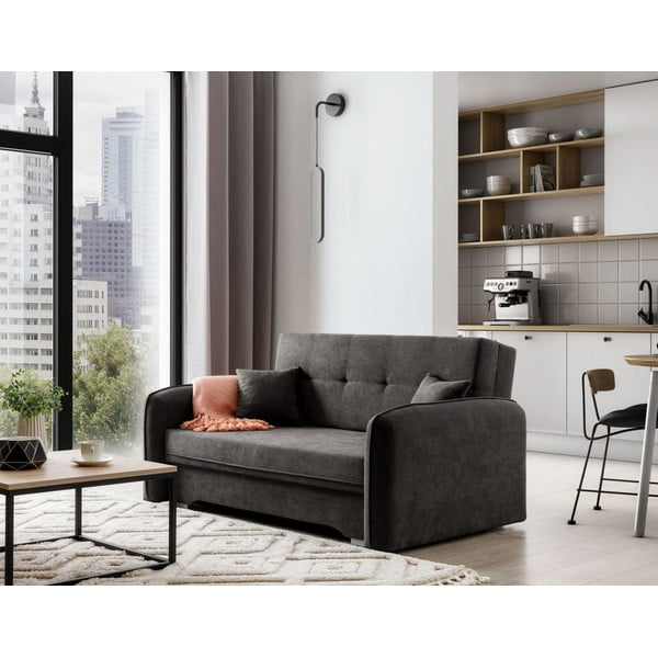 Tamno siva sklopiva/s prostorom za odlaganje sofa od šenila 155 cm Laine – ELTAP-image-3