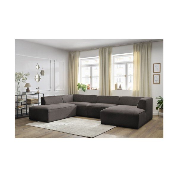 Smeđa kutna garnitura od samta (s lijevim kutom/u obliku slova "U") Megeve – Bobochic Paris-image-1