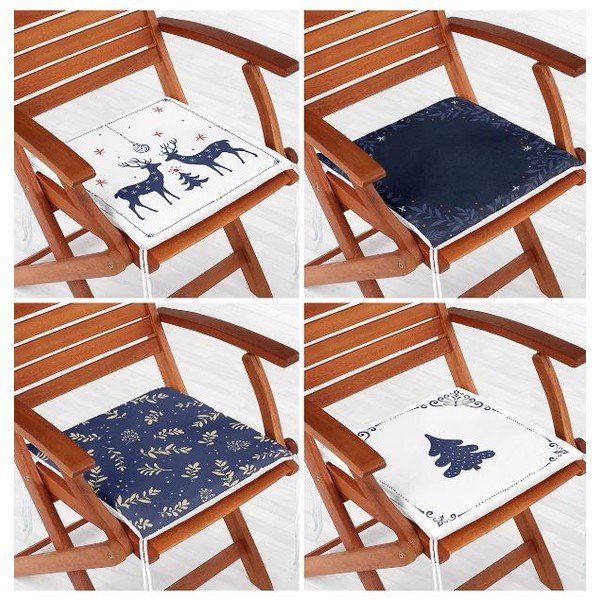 Jastuci za sjedenje u setu 4 kom s božićnim motivom 40x40 cm Blue Christmas – Mila Home