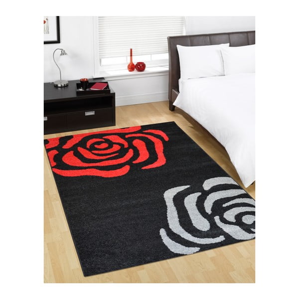 Tepih Flair Rugs Flowers Black and Red, 160x235 cm