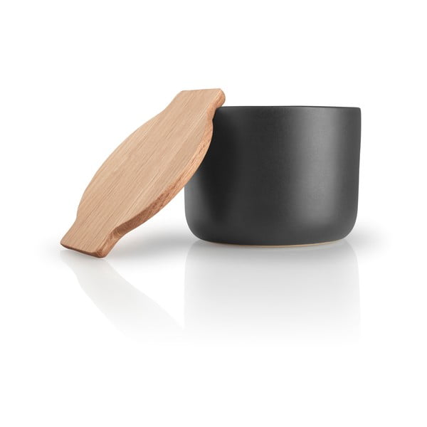 Crna posuda za sol od kamenine s drvenim poklopcem Eva Solo Nordic-image-2