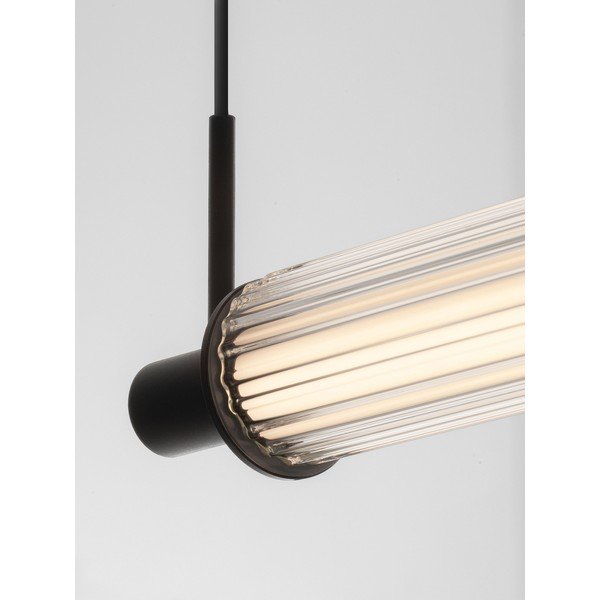 Mat crna LED viseća svjetiljka aluminijska s mogućnosti zatamnjivanja sa staklenim sjenilom Glovia – Nova Luce-image-3