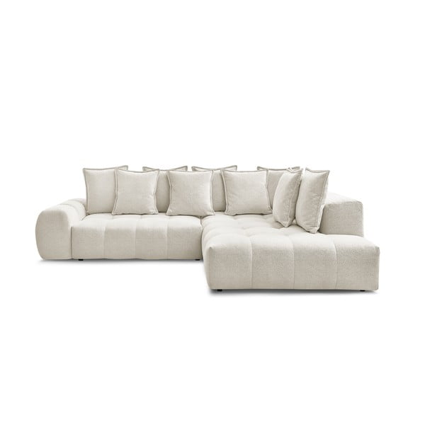 Bijela sklopiva/s prostorom za odlaganje kutna garnitura od šenila (s desnim kutom/u obliku slova L) Everest – Bobochic Paris