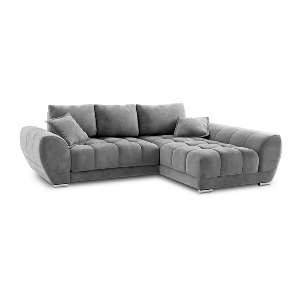 Sivi baršunasti kauč na razvlačenje Windsor & Co Sofas Nuage, desni kut-image-3