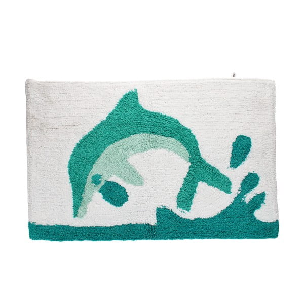 Bijela/tirkizna kupaonska prostirka 50x80 cm Dolphin – Rex London