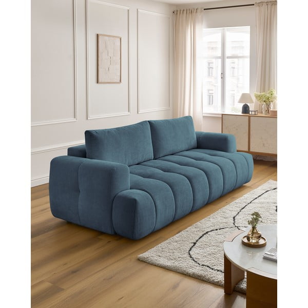 Plava sklopiva/s prostorom za odlaganje sofa 251 cm Fuji – Bobochic Paris-image-1