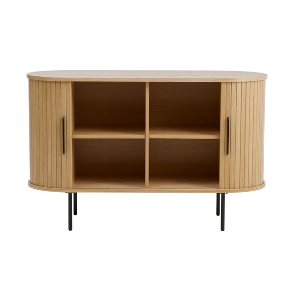 Komoda u dekoru hrasta s kliznim vratima u prirodnoj boji 120x76x45 cm Nola – Unique Furniture-image-3