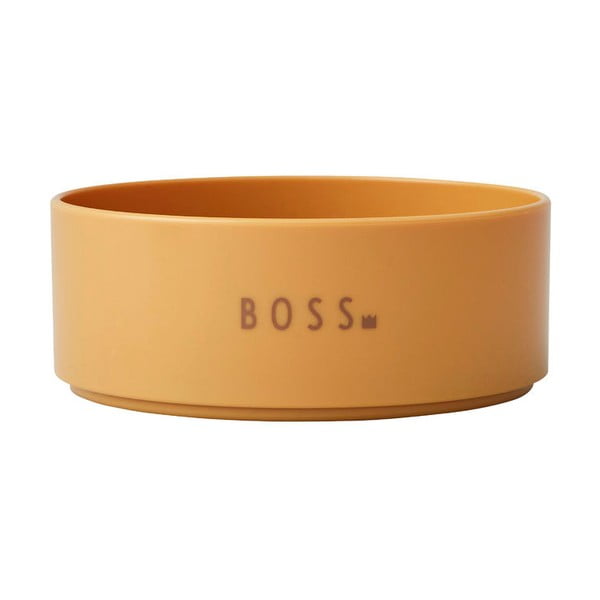 Senf žuta dječja zdjelica Design Letters Mini Boss, ø 11 cm