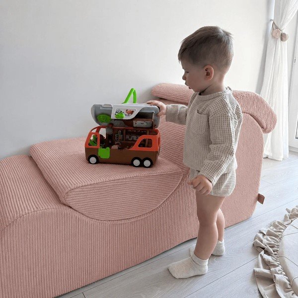 Krem dječja fotelja od samta Wave – Meowbaby-image-1