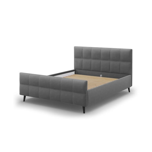 Tamno sivi tapecirani bračni krevet s podnicom 160x200 cm Gigi - Micadoni Home