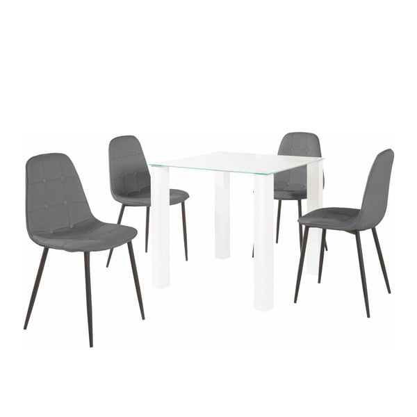 Set za blagovaonski stol i 4 sive Støraa Dante stolice, dužina stola 80 cm