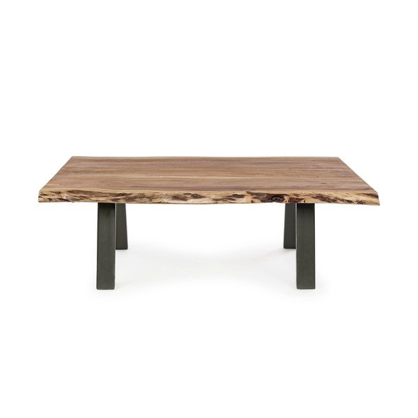 Crni/u prirodnoj boji stolić za kavu s pločom stola od bagrema 65x115 cm Aron – Bizzotto