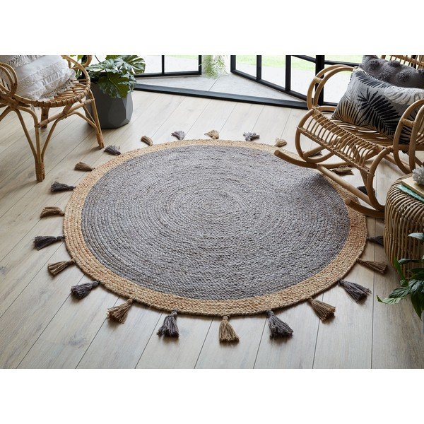 Sivi juteni tepih Flair Rugs Istanbul, ⌀ 150 cm-image-1