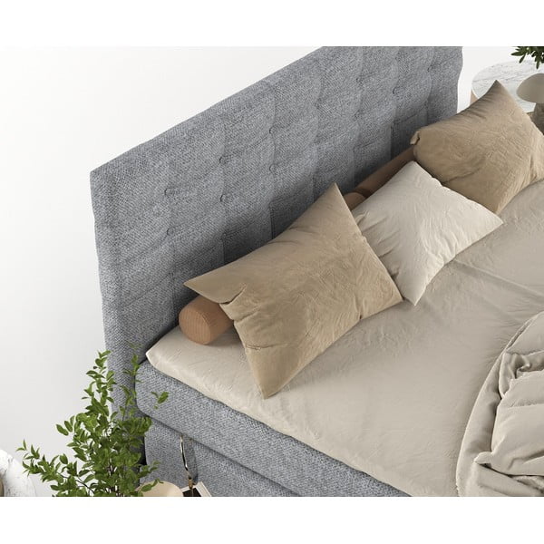 Sivi boxspring krevet s prostorom za pohranu 200x200 cm Blend – Maison de Rêve-image-1