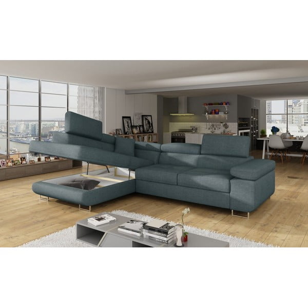 Plava sklopiva/s prostorom za odlaganje kutna garnitura (s lijevim kutom/u obliku slova L) Anton – ELTAP-image-4