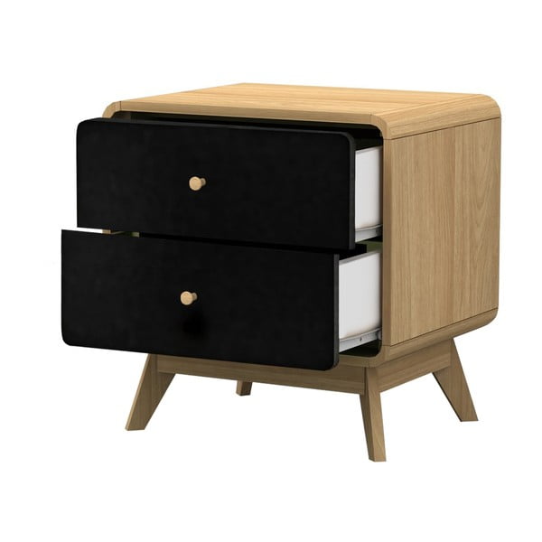 Crni noćni ormarić u dekoru hrasta Cassie - Støraa-image-2