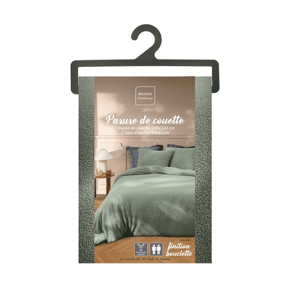 Zelena posteljina za bračni krevet/za produženi krevet od mikropliša 240x220 cm Helena – douceur d'intérieur-image-4