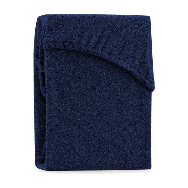 Tamno plava plahta s gumom od frotira 140x200 cm Ruby – Restilo-image-2
