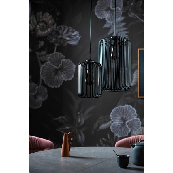 Crna viseća svjetiljka s metalnim sjenilom ø 25 cm Cage – Fischer & Honsel-image-1