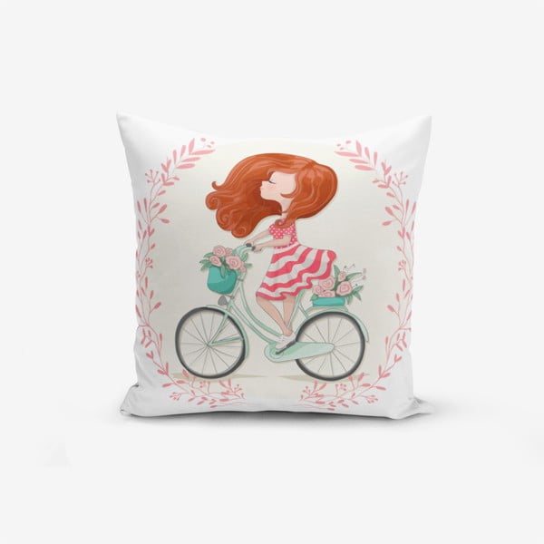 Jastučnica s primjesom pamuka Minimalist Cushion Covers Bike Girl, 45 x 45 cm