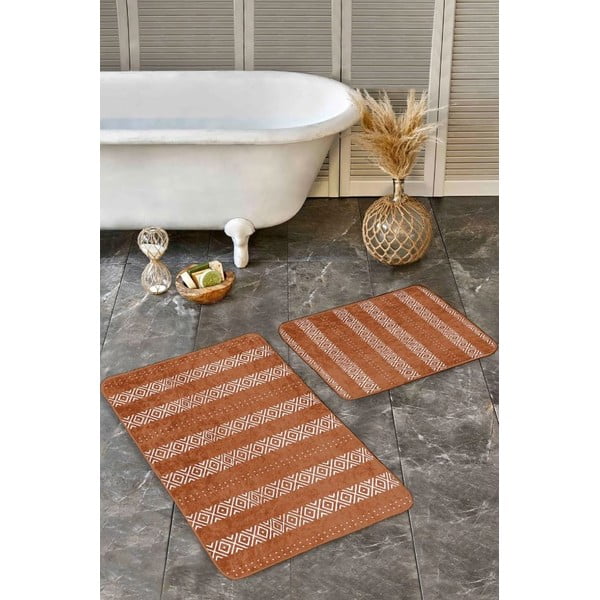Smeđe od samta kupaonske prostirke u setu 2 kom 60x100 cm – Mila Home-image-4