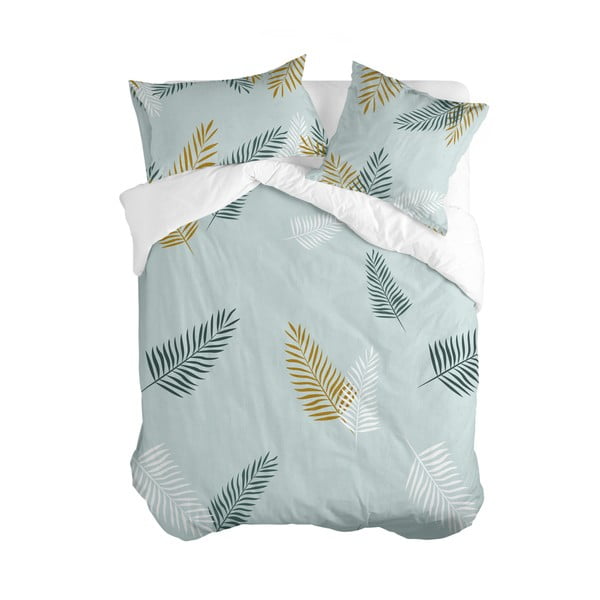 Mentol zelena pamučna navlaka za poplun za bračni krevet 200x200 cm Foliage – Blanc