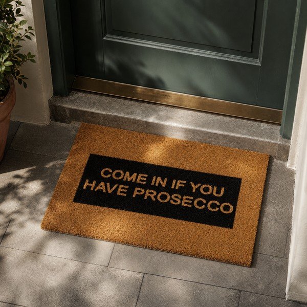 Otirač ​od prirodnih kokosovih vlakana Artsy Doormats Come In If you Have Prosecco Glitter, 40 x 60 cm-image-1