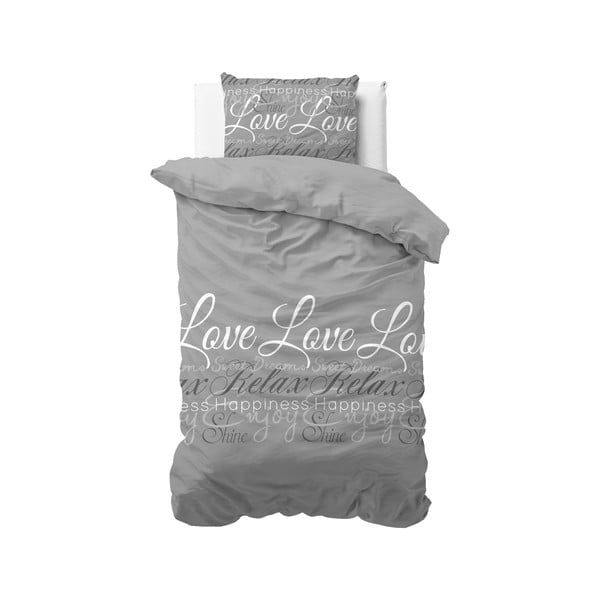 Siva posteljina Sleeptime Love and Relax, 140 x 220 cm